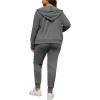 imagePINSV Women Plus Size 2 Piece Outfits Sweatsuits Full Zip Hooded Sweatshirt Sweatpants TracksuitsAdark Gray
