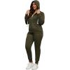 imagePINSV Women Plus Size 2 Piece Outfits Sweatsuits Full Zip Hooded Sweatshirt Sweatpants TracksuitsAdark Green