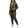 imagePINSV Women Plus Size 2 Piece Outfits Sweatsuits Full Zip Hooded Sweatshirt Sweatpants TracksuitsAdark Green