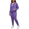 imagePINSV Women Plus Size 2 Piece Outfits Sweatsuits Full Zip Hooded Sweatshirt Sweatpants TracksuitsAlilac