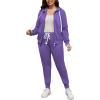 imagePINSV Women Plus Size 2 Piece Outfits Sweatsuits Full Zip Hooded Sweatshirt Sweatpants TracksuitsAlilac