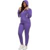 imagePINSV Women Plus Size 2 Piece Outfits Sweatsuits Full Zip Hooded Sweatshirt Sweatpants TracksuitsAlilac