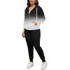 imagePINSV Women Plus Size 2 Piece Outfits Sweatsuits Full Zip Hooded Sweatshirt Sweatpants TracksuitsBblack Gradient