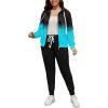 imagePINSV Women Plus Size 2 Piece Outfits Sweatsuits Full Zip Hooded Sweatshirt Sweatpants TracksuitsBblue Line