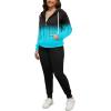 imagePINSV Women Plus Size 2 Piece Outfits Sweatsuits Full Zip Hooded Sweatshirt Sweatpants TracksuitsBblue Line