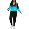 imagePINSV Women Plus Size 2 Piece Outfits Sweatsuits Full Zip Hooded Sweatshirt Sweatpants TracksuitsBblue Line