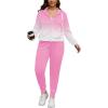 imagePINSV Women Plus Size 2 Piece Outfits Sweatsuits Full Zip Hooded Sweatshirt Sweatpants TracksuitsBpink Gradient