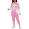 imagePINSV Women Plus Size 2 Piece Outfits Sweatsuits Full Zip Hooded Sweatshirt Sweatpants TracksuitsBpink Gradient
