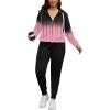 imagePINSV Women Plus Size 2 Piece Outfits Sweatsuits Full Zip Hooded Sweatshirt Sweatpants TracksuitsBpink Line