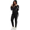 imagePINSV Women Plus Size 2 Piece Outfits Sweatsuits Full Zip Hooded Sweatshirt Sweatpants TracksuitsCblack Stripe