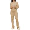 imageWomens Sweatsuits Sets 2 Piece Outfits Drawstring Hoodies Stacked Jogger Sweatpants Tracksuits Casual SetKhaki