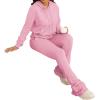 imageWomens Sweatsuits Sets 2 Piece Outfits Drawstring Hoodies Stacked Jogger Sweatpants Tracksuits Casual SetPink
