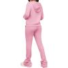 imageWomens Sweatsuits Sets 2 Piece Outfits Drawstring Hoodies Stacked Jogger Sweatpants Tracksuits Casual SetPink