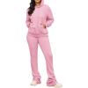 imageWomens Sweatsuits Sets 2 Piece Outfits Drawstring Hoodies Stacked Jogger Sweatpants Tracksuits Casual SetPink