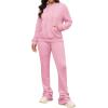 imageWomens Sweatsuits Sets 2 Piece Outfits Drawstring Hoodies Stacked Jogger Sweatpants Tracksuits Casual SetPink