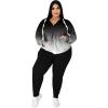 imagePINSV Women Plus Size 2 Piece Outfits Sweatsuits Full Zip Hooded Sweatshirt Sweatpants TracksuitsBblack Gradient