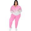 imagePINSV Women Plus Size 2 Piece Outfits Sweatsuits Full Zip Hooded Sweatshirt Sweatpants TracksuitsBpink Gradient