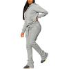 imageWomens Sweatsuits Sets 2 Piece Outfits Drawstring Hoodies Stacked Jogger Sweatpants Tracksuits Casual SetGrey