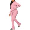 imageWomens Sweatsuits Sets 2 Piece Outfits Drawstring Hoodies Stacked Jogger Sweatpants Tracksuits Casual SetPink