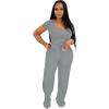 imagePINSV Womens 2 Piece Outfits Lounge Short Sleeve Tops High Waisted Wide Leg Pants Tracksuit SetsLight Gray