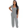 imagePINSV Womens 2 Piece Outfits Lounge Short Sleeve Tops High Waisted Wide Leg Pants Tracksuit SetsLight Gray