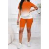 imagePINSV WomenS 2 Piece Outfits Summer Printing Bodycon Short Pants Workout Sets Two Tracksuit Tshirt Shorts Jogger Set Gradient Orange A L