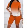 imagePINSV WomenS 2 Piece Outfits Summer Printing Bodycon Short Pants Workout Sets Two Tracksuit Tshirt Shorts Jogger Set Gradient Orange A L