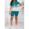 imagePINSV WomenS 2 Piece Outfits Summer Printing Bodycon Short Pants Workout Sets Two Tracksuit Tshirt Shorts Jogger Set Green Gradient Letter Print A XXL