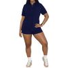 imagePINSV 2 Piece Sets for Women Short Sleeve Polo Shirts Shorts Outfit Tracksuit SummerDark Blue