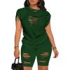 imagePINSV Women 2 Piece Outfits Summer Sweatsuits Biker Short Workout Jogger SetsGreen Cut Out