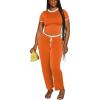 imagePINSV Womens 2 Piece Outfits Short Sleeve Tops and Long Pants Tracksuit Lounge SetsOrange
